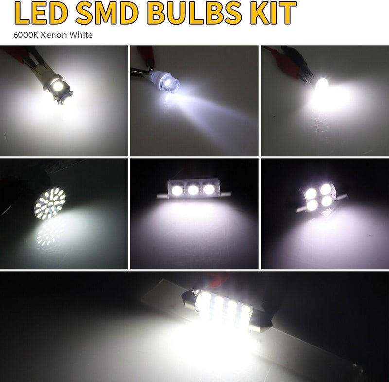 Cbailian Car Interior Combo LED Map Dome Door Trunk License Plate Light Bulbs White 42PCS - Image 3